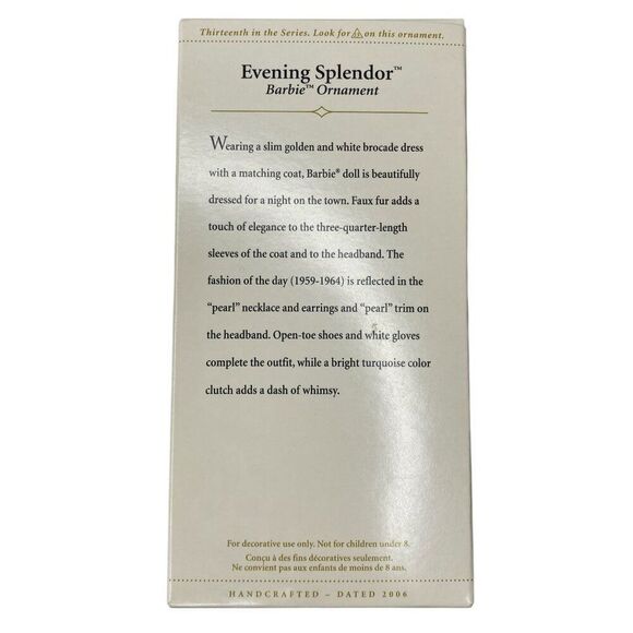 Evening Splendor BARBIE 13th in series Hallmark Ornament - Picture 5 of 6